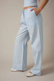LOW WAIST WIDE LEG PANTS: LT BLUE-WHITE STRIPE / L