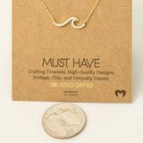 Gold Dipped Pave Wave Pendant Necklace: G