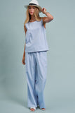 Minimalist Keyhole Back Linen Sleeveless Top: WHITE / S-M-L:2-2-2