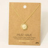 Circle Sun Shine Ray Pendant Necklace: G