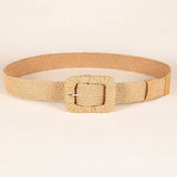 WOVEN SQUARE BUCKLE ELASTIC WAISTBAND_CWABE0438: KHAKI / (OS) 2