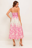A printed woven midi dress - ID22555: IVORY PINK / Contemporary / L