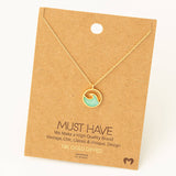 Round Wave Coin Pendant Necklace: WH
