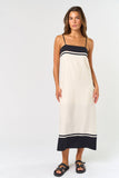 ILD4630 CONTRAST STRIPED MIDI DRESS : CREAM-BLACK / M