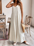 Linen blend Scoop Neck Cami dress with bow tie at back: Beige / XL