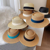 BEACH VACATION SUN FEDORA STRAW HATS FOR WOMEN_CWAH1151: KHAKIBLACK / (OS) 1