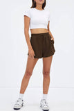 Plain High Waist Drawstring Shorts ZZKF805: Blue / L