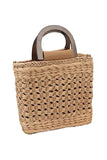 Square Basket Weave Rattan Crossbody Beach Bag: Tan