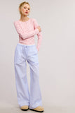 Stripe Boxer Wide Leg Pajama Pants: Black / S