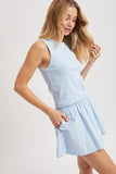 KNIT TANK AND WOVEN SKIRT SET / WL25-12024: SKY / S