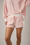MID RISE STRIPE SHORTS: LT BLUE-CREAM STRIPE / S