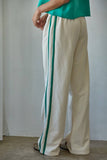 L8552 | Knit Cotton French Terry Side Contrast Trim Pants: Cream / M