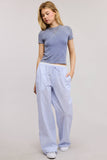 Stripe Boxer Wide Leg Pajama Pants: Baby Blue / L