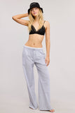 Stripe Boxer Wide Leg Pajama Pants: Baby Blue / L