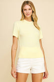 SOFT YARN SHORT SLEEVE SWEATER TOP - 5433W: IVORY / L