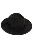 C.C Straw Panama Hat with Tied Ribbon: Gray/Black