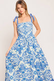 A printed woven midi dress - ID22381-A: IVORY BLUE / Contemporary / M