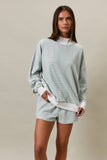 MOCK NECK STRIPE SWEATSHIRTS TOP: SAGE-CREAM STRIPE / XS