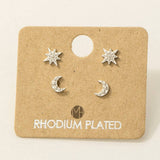Mini Star Moon Stud Earrings Set: G