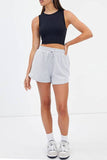 Plain High Waist Drawstring Shorts ZZKF805: Blue / M