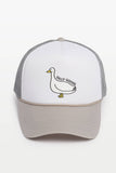 SILLY GOOSE Embroidery Trucker Hat: Grey