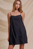 Minimalist Adjustable Strap Slip Mini Dress: LT BLUE / S-M-L:2-2-2