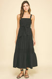 CONTRAST EYELET DETAILED MAXI DRESS - 6086D: Black / L