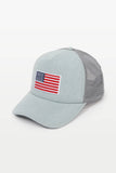 Americana Flag Patch Denim Mesh Back Hat: Lt Blue