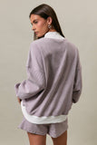 MOCK NECK STRIPE SWEATSHIRTS TOP: SAGE-CREAM STRIPE / XS