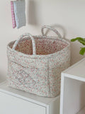 Quilted Floral Storage Tote: Pink