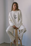 NSW2735-2 Coastal Anchor Knit Sweater: CREAM BLUE / S-M-L (3-2-1)