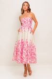 A printed woven midi dress - ID22555: IVORY PINK / Contemporary / S