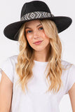 Aztec Tribal Pattern Band Straw Summer Sun Hat: Taupe