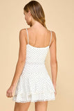CT9199-Motion Pointelle Polka Dot Lace Trim Tank Top: White / S