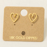 Gold Dipped Wire Heart Stud Earrings: G