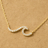 Gold Dipped Pave Wave Pendant Necklace: G