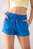 Linen Type Waistband Shorts - String Tie: BLUE STONE / S-2/M-2/L-2