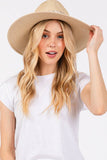 Aztec Tribal Pattern Band Straw Summer Sun Hat: Taupe