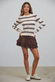 NC3882 Sausalito Soft Striped Cardigan: BEIGE MULTI / S-M-L (3-2-1)