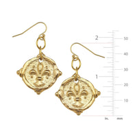 Gold Fleur De Lis Intaglio Earrings