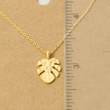 Hammered Monstera Leaf Pendant Necklace: G