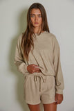 L7786 | Knit Waffle Rayon Polyester Long Sleeve Top: Oatmeal / S