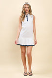 CD05707-Motion Contrast Trim Accent Athleisure Dress: White / M