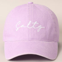 Salty Lettering Embroidery Baseball Cap: WHITE / One Size