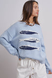 Graphic Oversized Drop-Shoulder Knit Sweater: IVORY / SM-ML:3-3