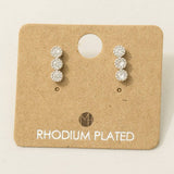 Gold Dipped Cz Triple Stud Bar Stud Earrings: G