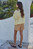 W2537 | Knit Polyester Acrylic Striped Sweater Cardigan : Lavender Pink / S