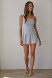 L8580 | Knit Polyester Rayon Spandex Pointelle Ribbed Shorts: Misty Blue / S