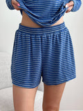 Striped Soft Button  Loungewear Shorts: Large / Shorts