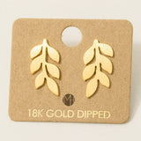 Mini Gold Dipped Leafy Branch Stud Earring: G
